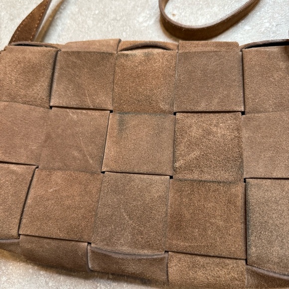 Isadora Woven Suede Leather Made in Italy Crossbody Purse in brown mousse - Picture 11 of 11